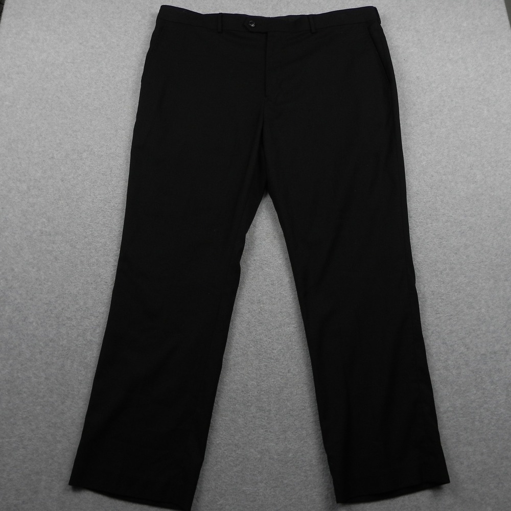 Roundtree‎ & Yorke Dress Pants Mens 40x29 Black TravelSmart Stretch Flat Front